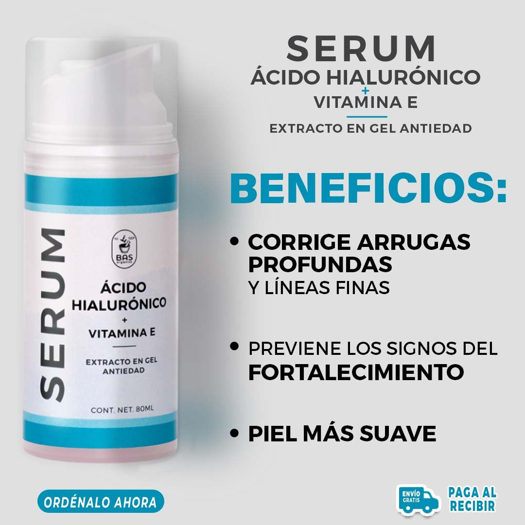 𝗦𝗲𝗿𝘂𝗺 𝗱𝗲 𝗔́𝗰𝗶𝗱𝗼 𝗛𝗶𝗮𝗹𝘂𝗿𝗼𝗻𝗶𝗰𝗼 + 𝗩𝗶𝘁𝗮𝗺𝗶𝗻𝗮 𝗘 | 𝗘𝘅𝘁𝗿𝗮𝗰𝘁𝗼 𝗲𝗻 𝗚𝗲𝗹 𝗔𝗻𝘁𝗶𝗲𝗱𝗮𝗱, 𝗥𝗲𝘀𝘁𝗮𝘂𝗿𝗮 𝗹𝗮 𝗟𝘂𝗺𝗶𝗻𝗼𝘀𝗶𝗱𝗮𝗱 𝘆 𝗘𝗹𝗮𝘀𝘁𝗶𝗰𝗶𝗱𝗮𝗱 𝗱𝗲 𝗹𝗮 𝗽𝗶𝗲𝗹 | 𝗗𝘂́𝗼, 𝟴𝟬 𝗠𝗟