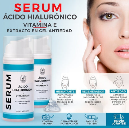 𝗦𝗲𝗿𝘂𝗺 𝗱𝗲 𝗔́𝗰𝗶𝗱𝗼 𝗛𝗶𝗮𝗹𝘂𝗿𝗼𝗻𝗶𝗰𝗼 + 𝗩𝗶𝘁𝗮𝗺𝗶𝗻𝗮 𝗘 | 𝗘𝘅𝘁𝗿𝗮𝗰𝘁𝗼 𝗲𝗻 𝗚𝗲𝗹 𝗔𝗻𝘁𝗶𝗲𝗱𝗮𝗱, 𝗥𝗲𝘀𝘁𝗮𝘂𝗿𝗮 𝗹𝗮 𝗟𝘂𝗺𝗶𝗻𝗼𝘀𝗶𝗱𝗮𝗱 𝘆 𝗘𝗹𝗮𝘀𝘁𝗶𝗰𝗶𝗱𝗮𝗱 𝗱𝗲 𝗹𝗮 𝗽𝗶𝗲𝗹 | 𝗗𝘂́𝗼, 𝟴𝟬 𝗠𝗟