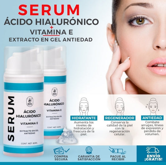 𝗦𝗲𝗿𝘂𝗺 𝗱𝗲 𝗔́𝗰𝗶𝗱𝗼 𝗛𝗶𝗮𝗹𝘂𝗿𝗼𝗻𝗶𝗰𝗼 + 𝗩𝗶𝘁𝗮𝗺𝗶𝗻𝗮 𝗘 | 𝗘𝘅𝘁𝗿𝗮𝗰𝘁𝗼 𝗲𝗻 𝗚𝗲𝗹 𝗔𝗻𝘁𝗶𝗲𝗱𝗮𝗱, 𝗥𝗲𝘀𝘁𝗮𝘂𝗿𝗮 𝗹𝗮 𝗟𝘂𝗺𝗶𝗻𝗼𝘀𝗶𝗱𝗮𝗱 𝘆 𝗘𝗹𝗮𝘀𝘁𝗶𝗰𝗶𝗱𝗮𝗱 𝗱𝗲 𝗹𝗮 𝗽𝗶𝗲𝗹 | 𝗗𝘂́𝗼, 𝟴𝟬 𝗠𝗟